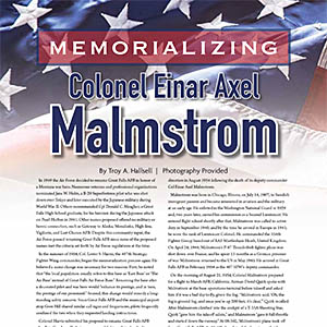 Colonel Malmstrom's name superimposed over a flag